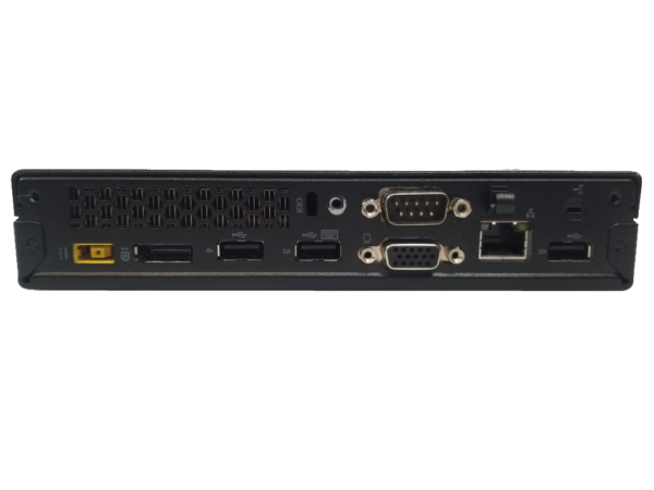 This photo shows the back of a Lenovo ThinkCenter M73