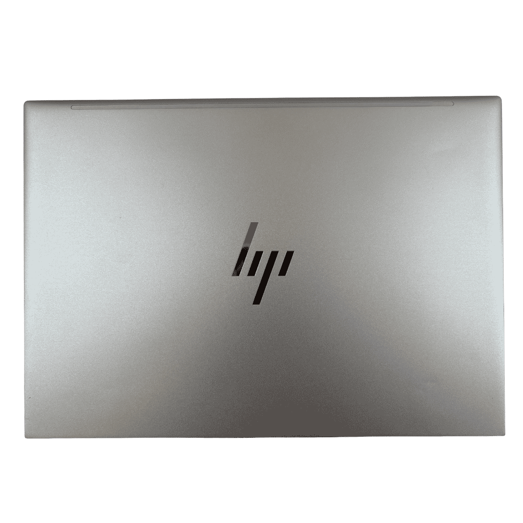 PNS-ELITEBOOK-G107 - ATR Store Top-down view of a closed silver HP laptop with the brand logo centered on the lid.